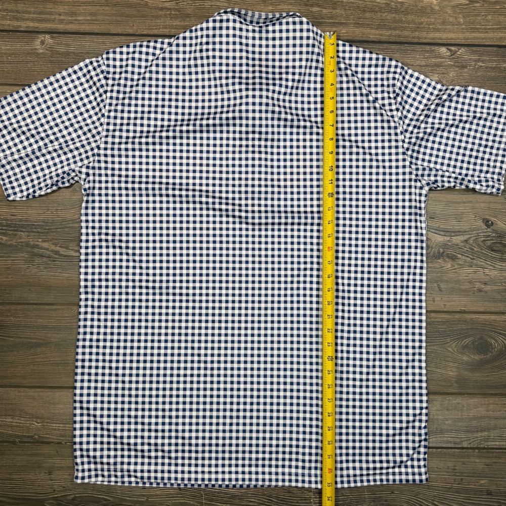 Collars & Co Men 3XL Polo Shirt Navy White Gingham Dress Collar Performance NEW - Picture 7 of 9
